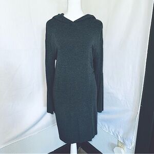 Ladies Workshop Heather Grey Sweater Dress with Bell Sleeves and Hoodie